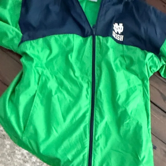 Women's Columbia Navy/Green Notre Dame Fighting Irish Forward Full-Zip windbr M - Picture 5 of 11